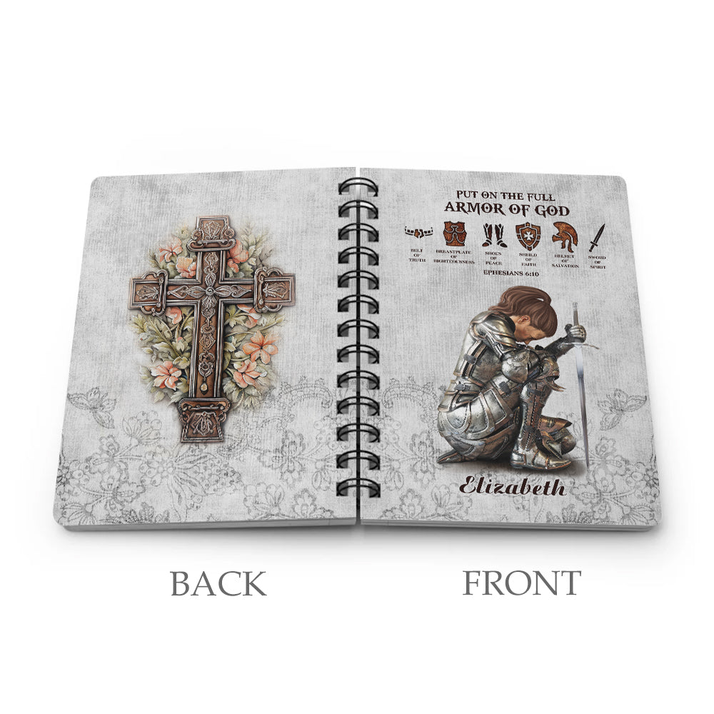 Personalized Woman Warrior Put On The Full Armor Of God Ephesians 6:10, Daughter Of God Spiral Journal