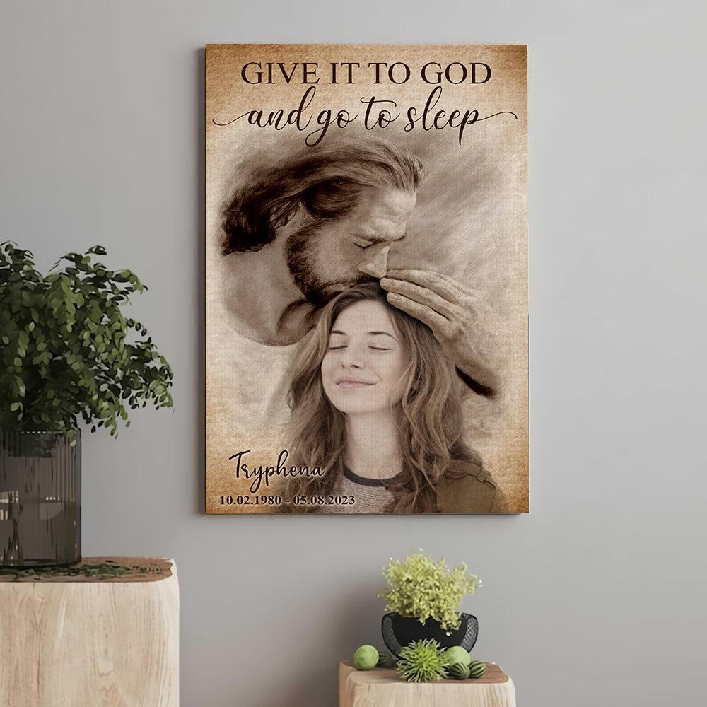 Personalized Photo Safe In Arms Of Jesus Give It To God And Go To Sleep Poster Canvas