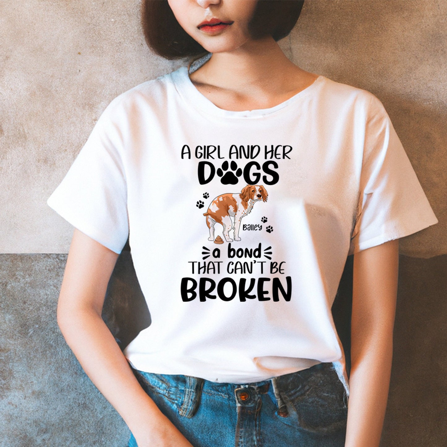 Personalized Funny Pooping Dog A Girl And Her Dog A Bond That Can Not Be Broken T-Shirt