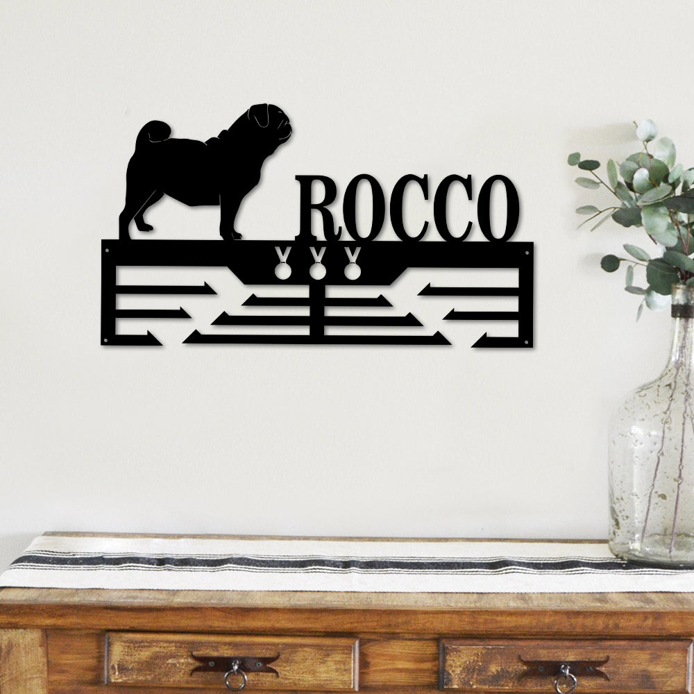 Personalized Pug Dog Award Cut Metal Sign