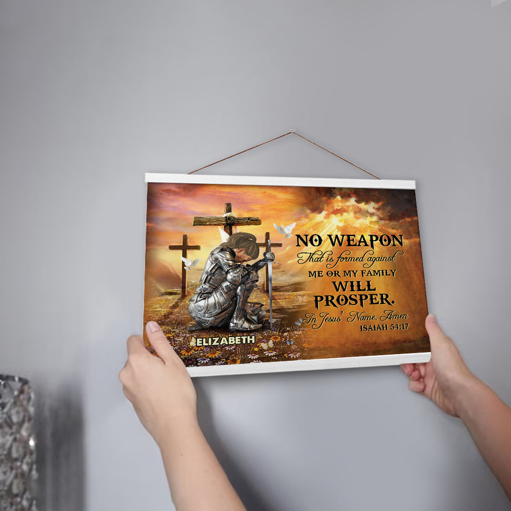 Personalized Woman Warrior No Weapon Formed Against Us Shall Prosper-Isaiah 54:17 Hanging Canvas