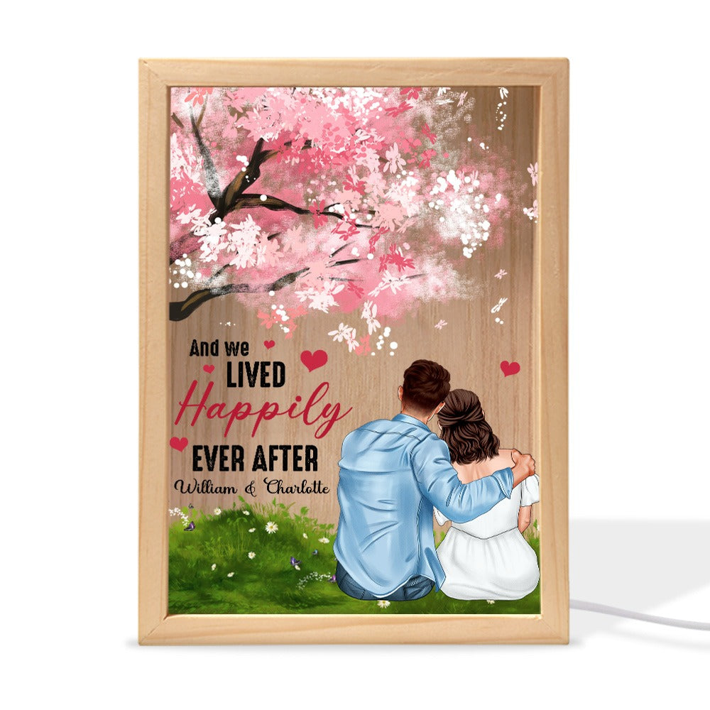 Couples Love, And We Lived Happily Ever After - Personalized Anniversary Couple Gifts Frame Light Box