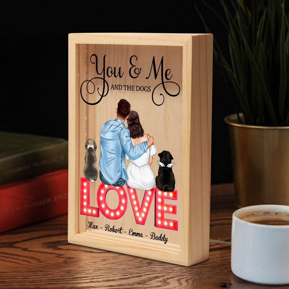 Couples Love, You Me And The Dogs - Personalized Valentine’s Day Frame Light Box