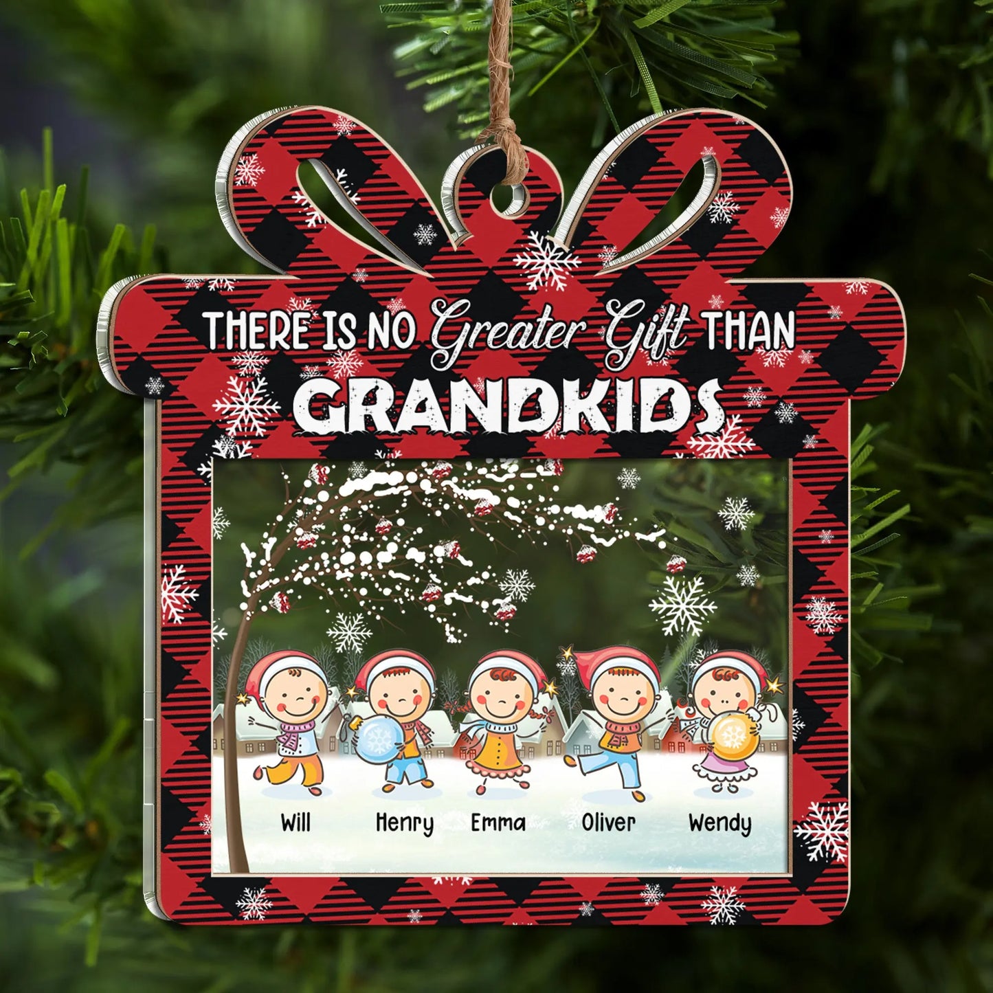 Custom Grandkids Christmas, There Is No Greater Gift Than Grandkids - Personalized 2 Layered Mix Ornament