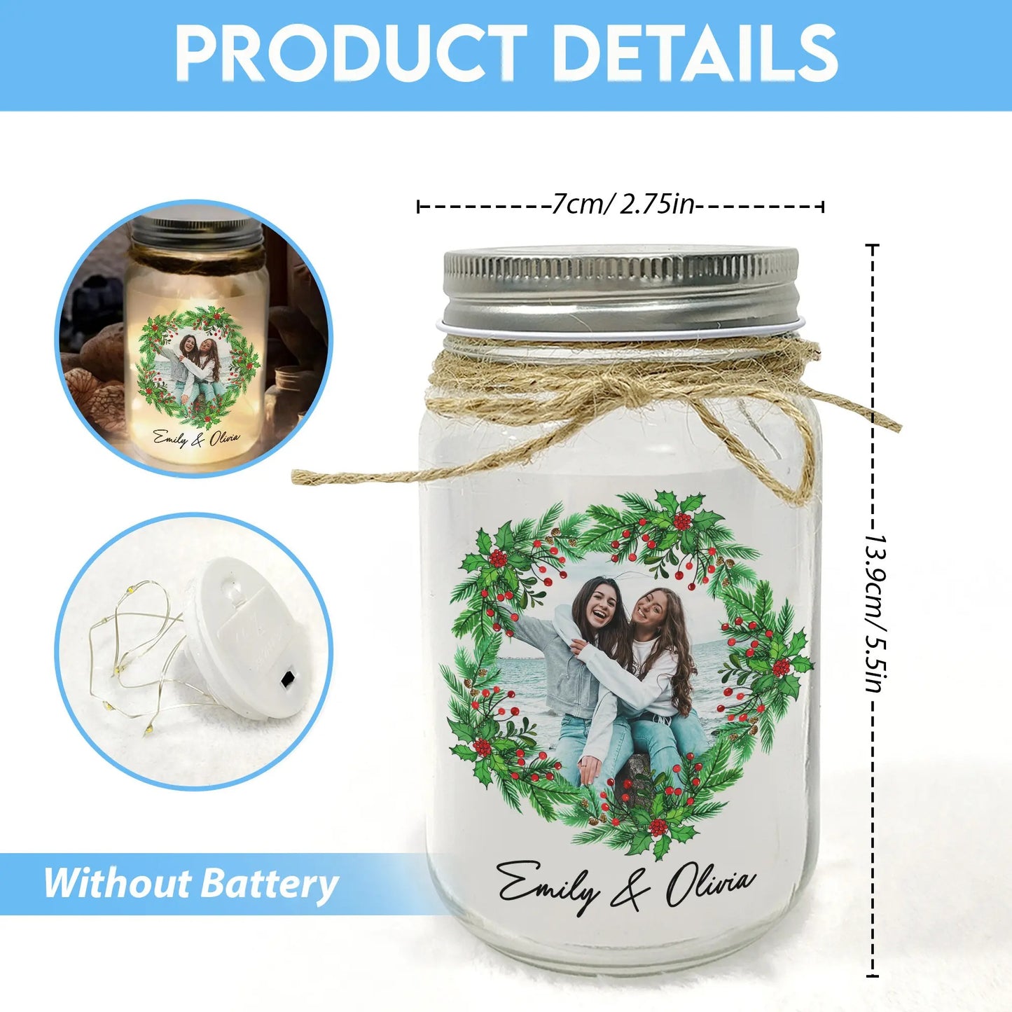 Custom Photo Best Friend, Our Memories Are Countless Our Friendship Is Endless - Personalized Mason Jar Light