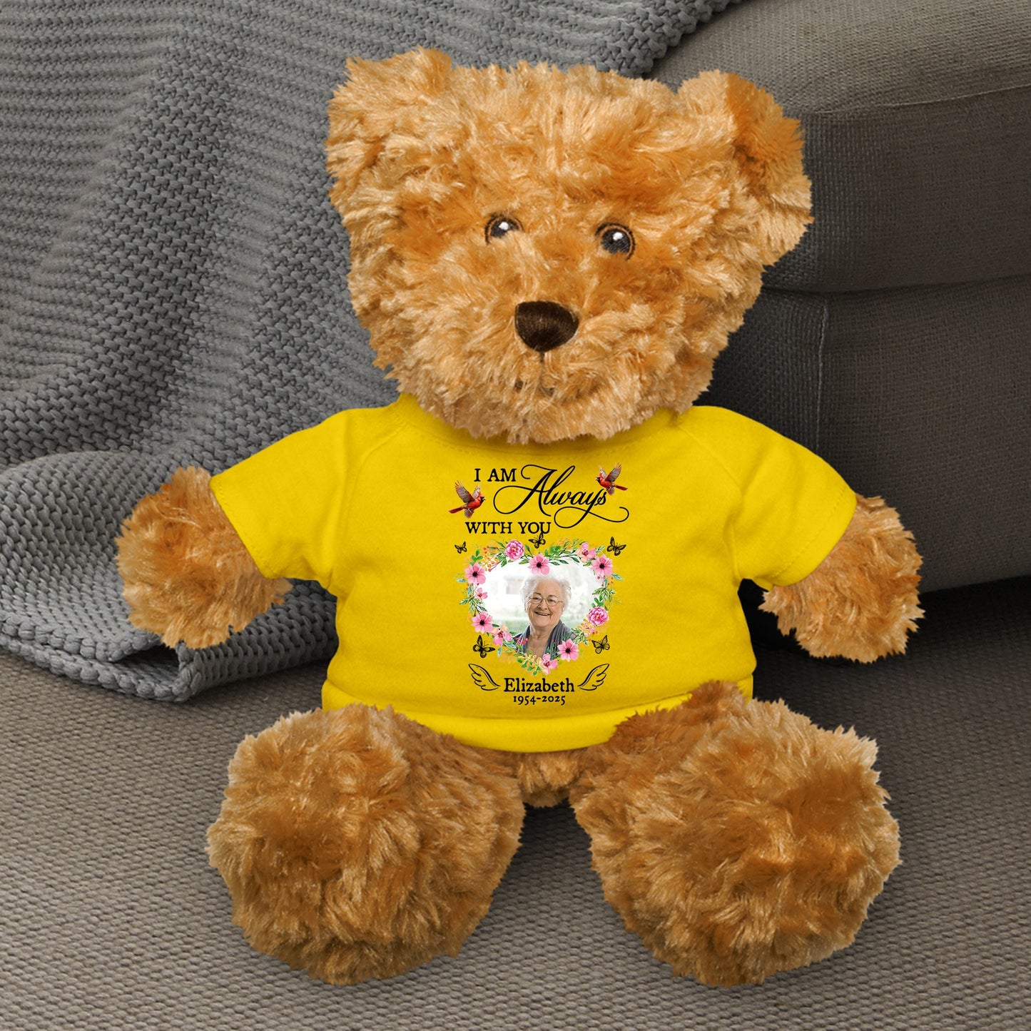 Custom Photo I Am Always With You - Memorial Teddy Bear With Personalized Shirt