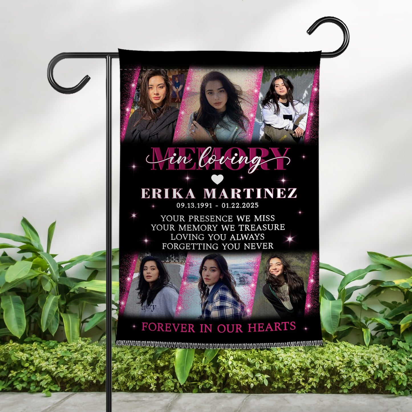 Custom Photo In Loving Memory Forever In Our Hearts - Personalized Memorial Photo Garden Flag