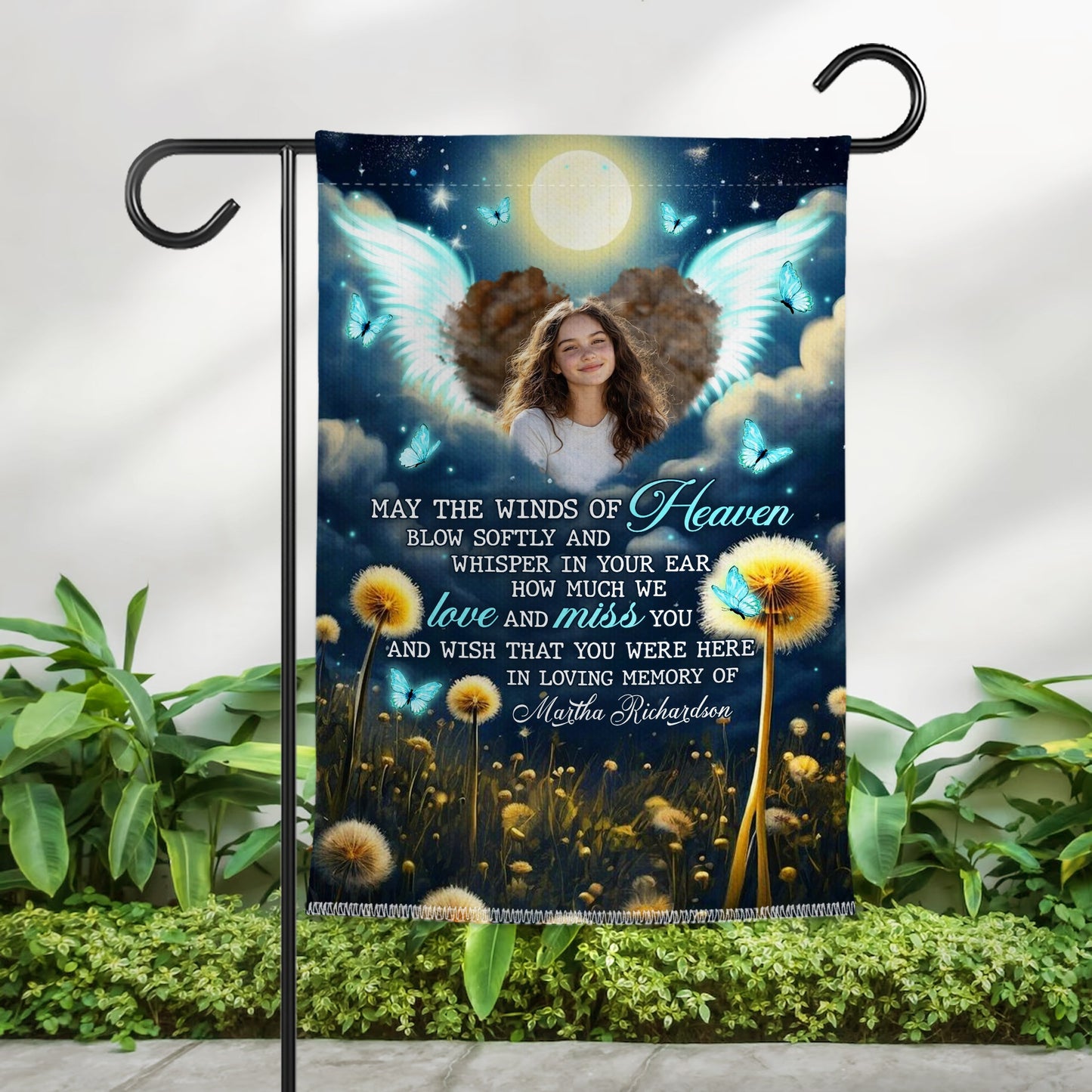 Custom Photo May The Winds Of Blow Softly - Personalized Memorial Photo Garden Flag