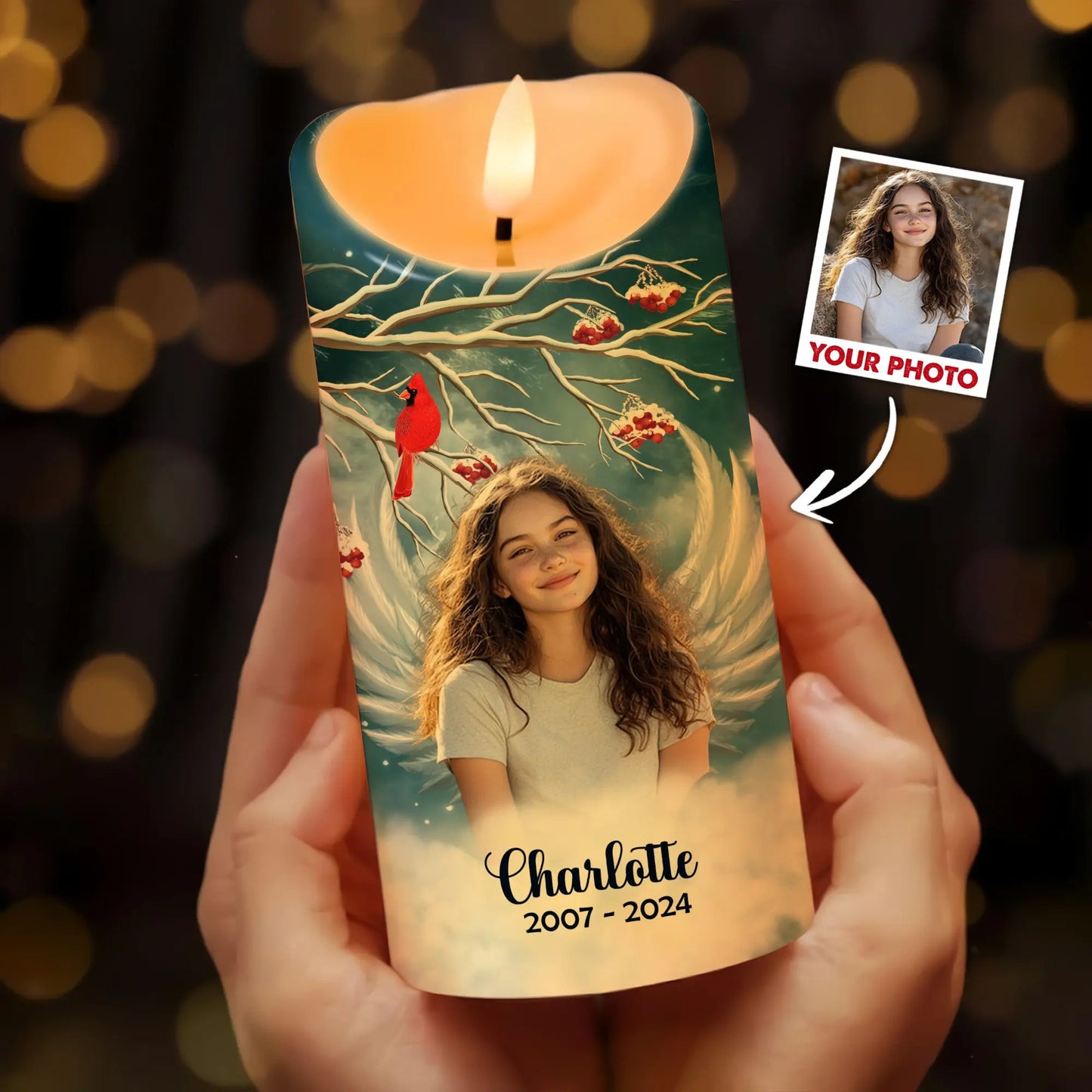 Custom Photo Memorial My Mind Still Talks To You - Personalized Memorial Led Candle