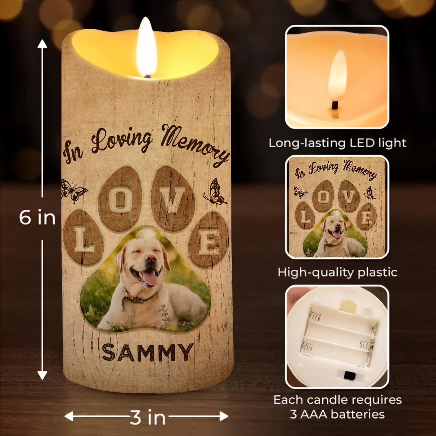 Custom Photo Pet Memorial, Your Light Will Always Shine In My Heart - Personalized Memorial Led Candle