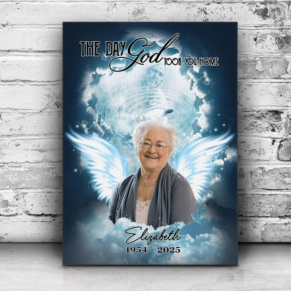 Custom Photo The Day God Took You Home - Personalized Memorial Poster Canvas