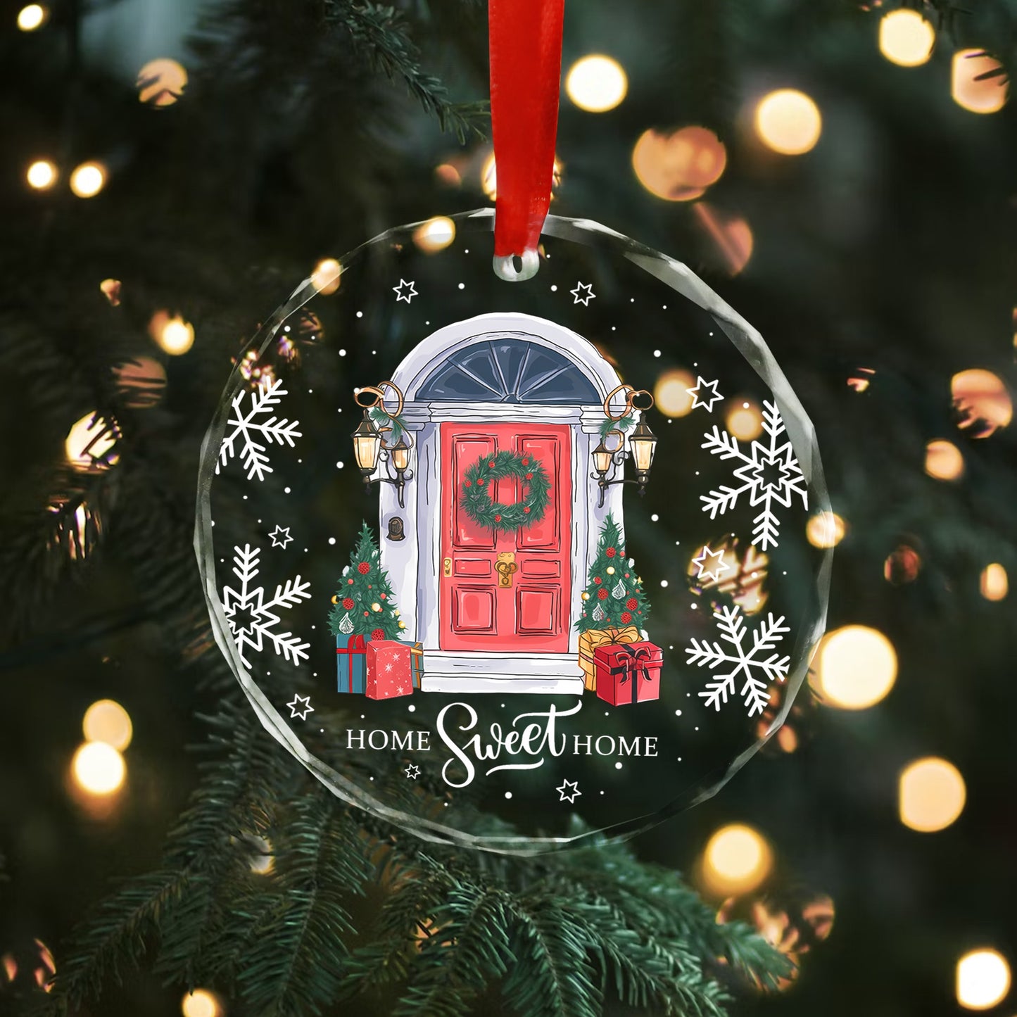 Home Sweet Home, Christmas At Home Glass Ornament