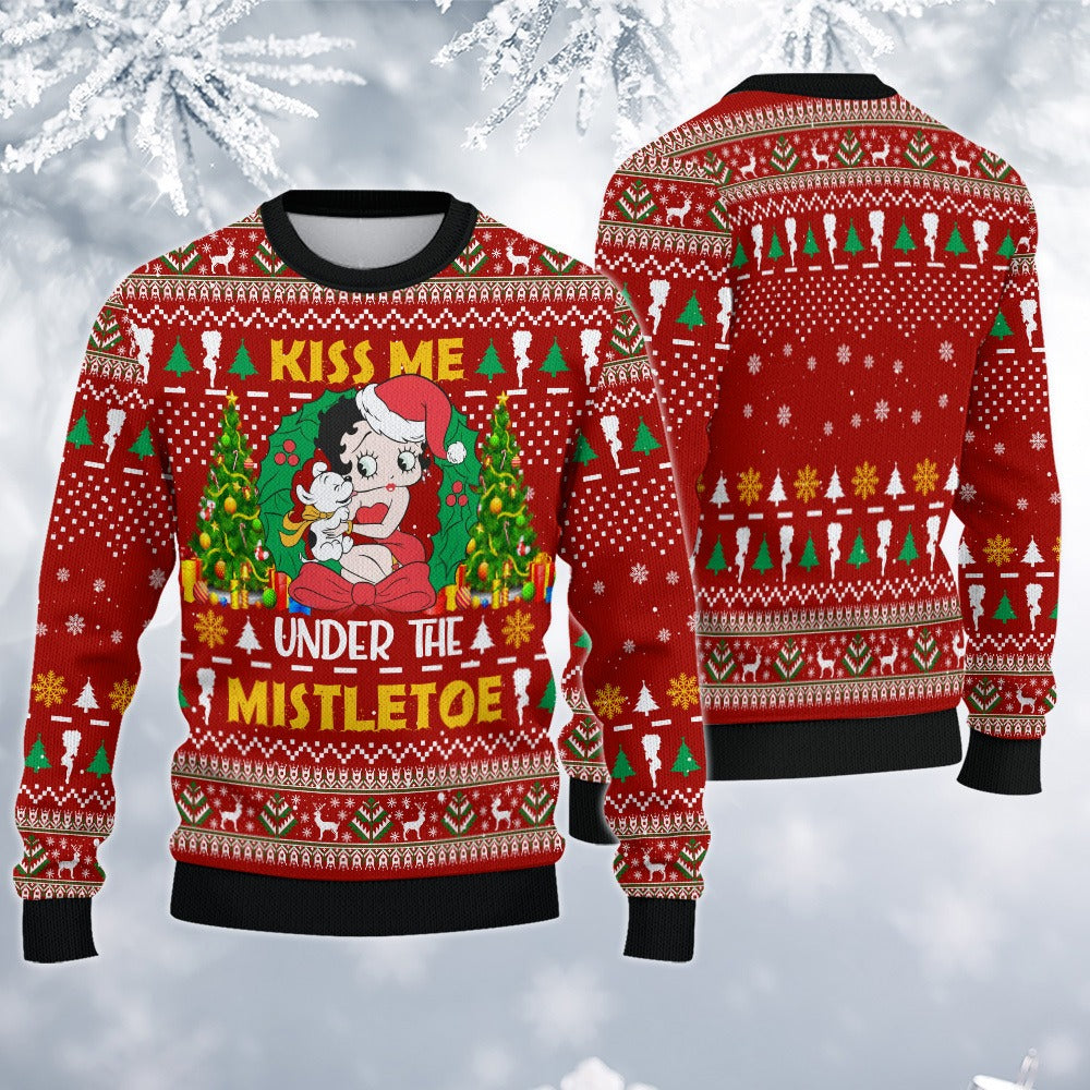 Kiss Me Under The Mistletoe Christmast Ugly Sweatshirt