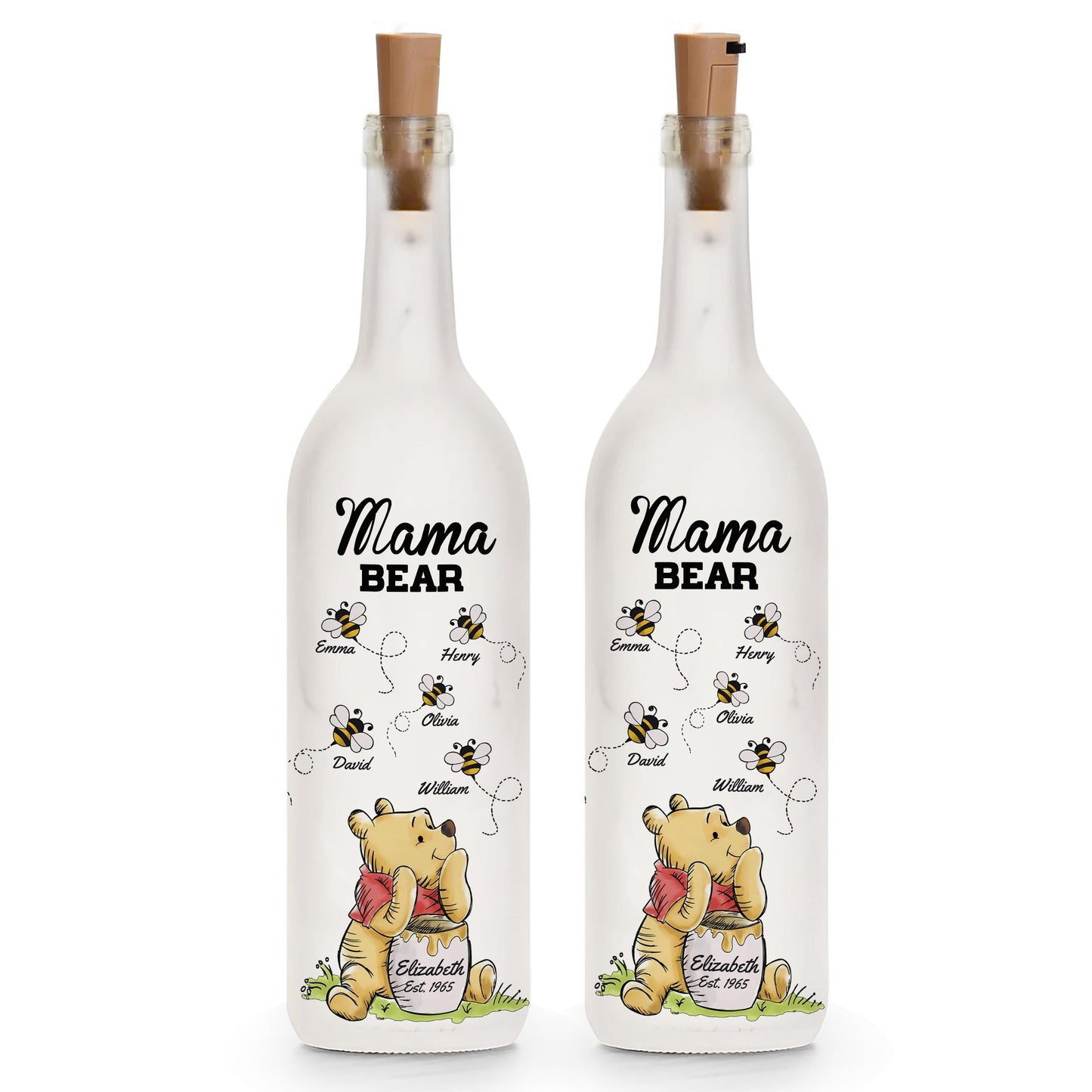 Mama Honey Bear Winnie The Pooh - Personalized Gift For Mom Bottle Lamp
