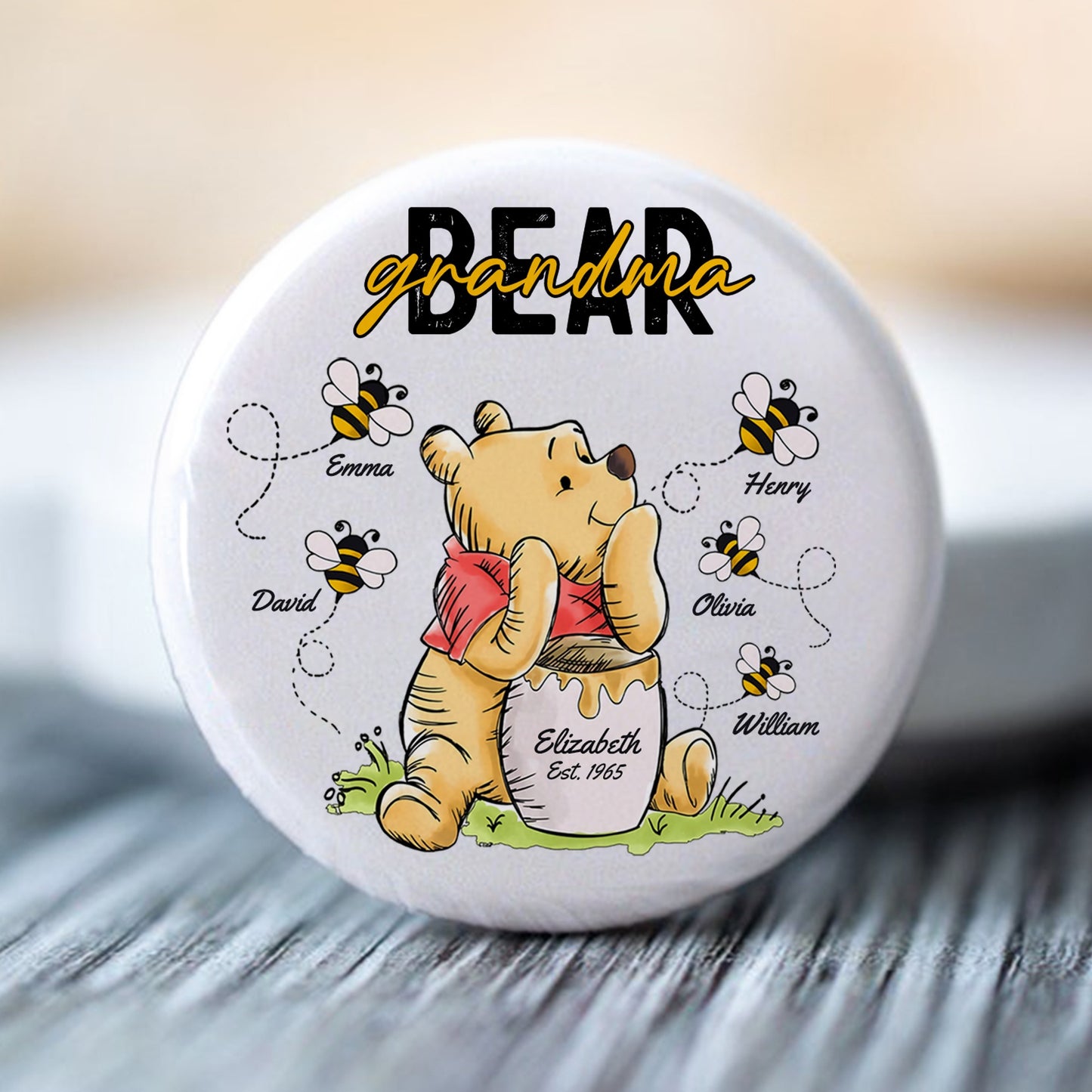 Mama Honey Bear Winnie The Pooh - Personalized Gift For Mom Buttons