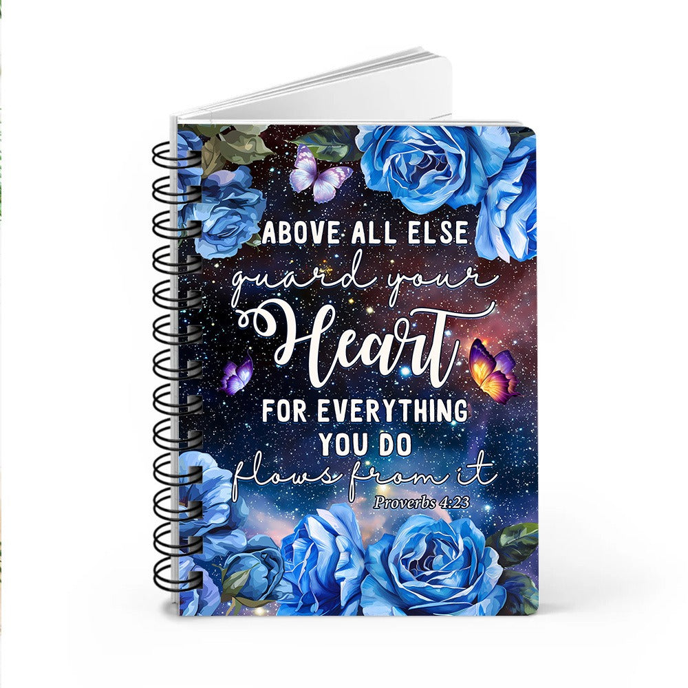Personalized Above All Else Guard Your Heart Personalized-Proverbs 4:23 Christian Spiral Journal