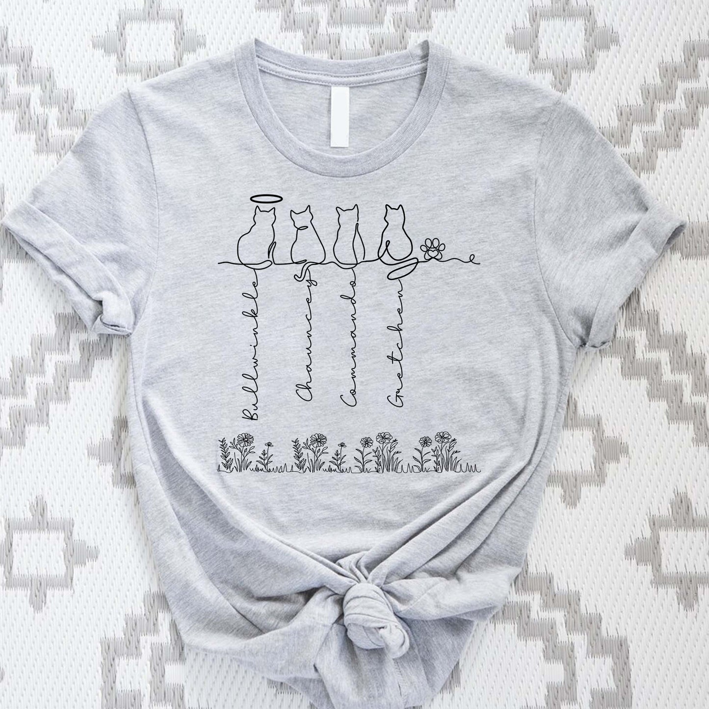 Personalized Adorable Cats Drawing Cat Lover Gift, Funny Cat T-Shirt