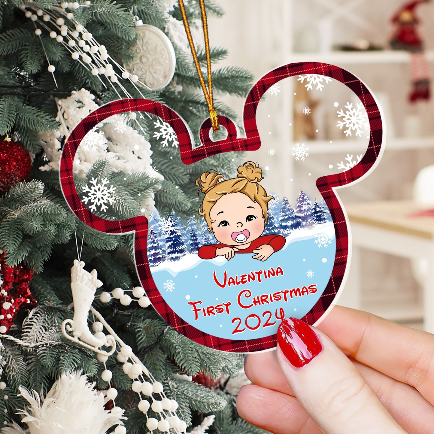 Personalized Baby First Christmas Minnie Mouse Acrylic Ornament