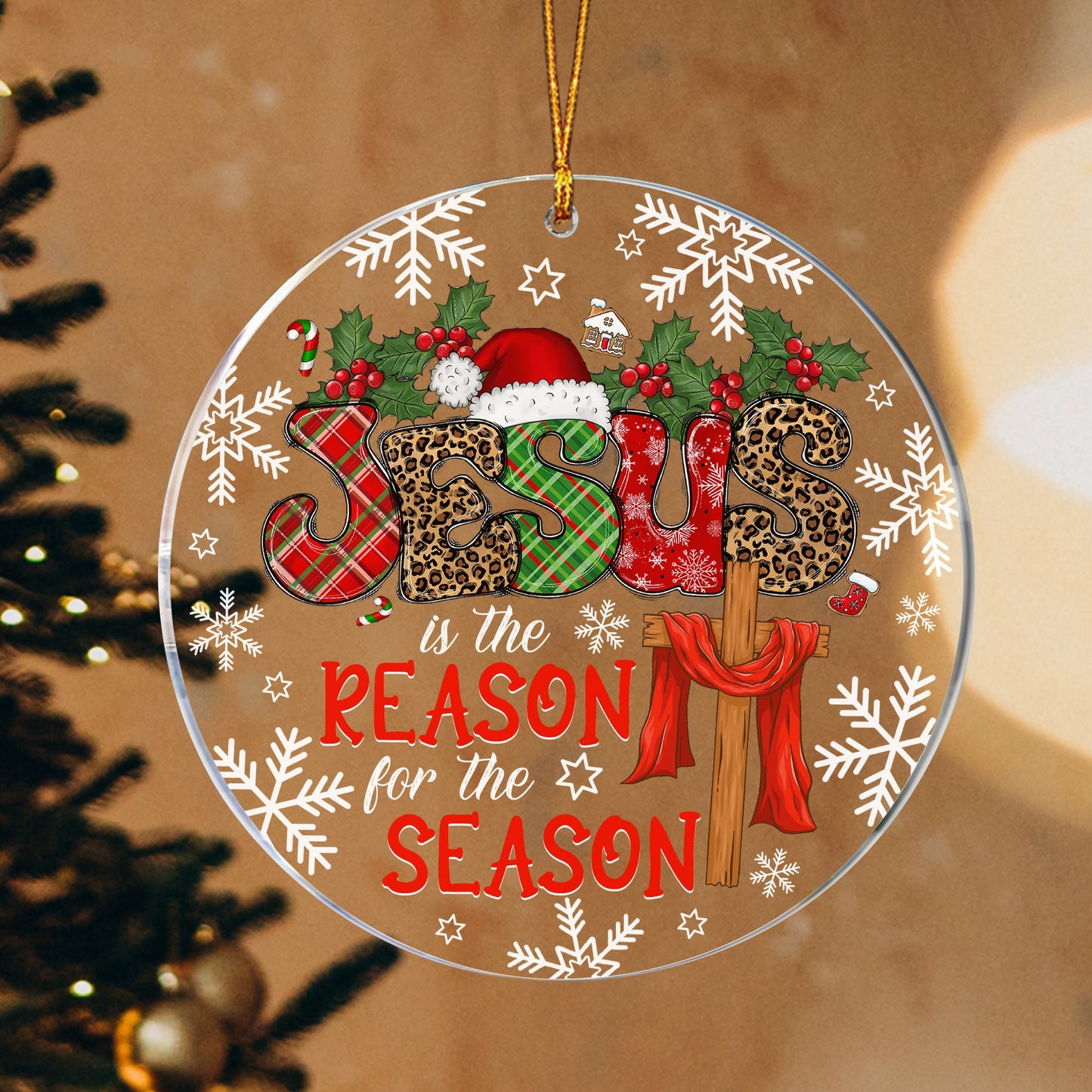 Christmas Jesus Is The Reason For The Season Circle Acrylic Ornament