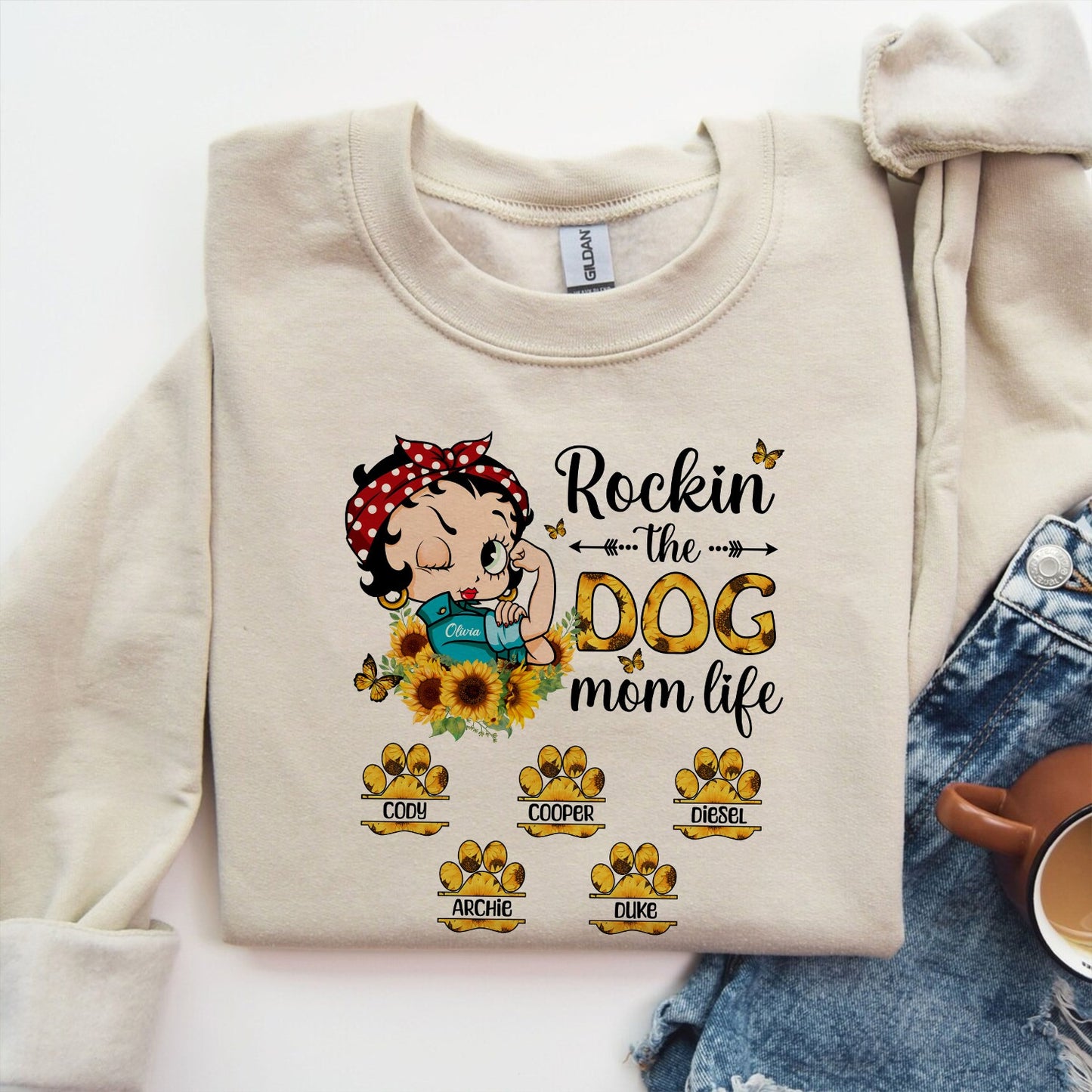 Personalized Dog Mom, Rockin The Dog Mom Life Sweatshirt