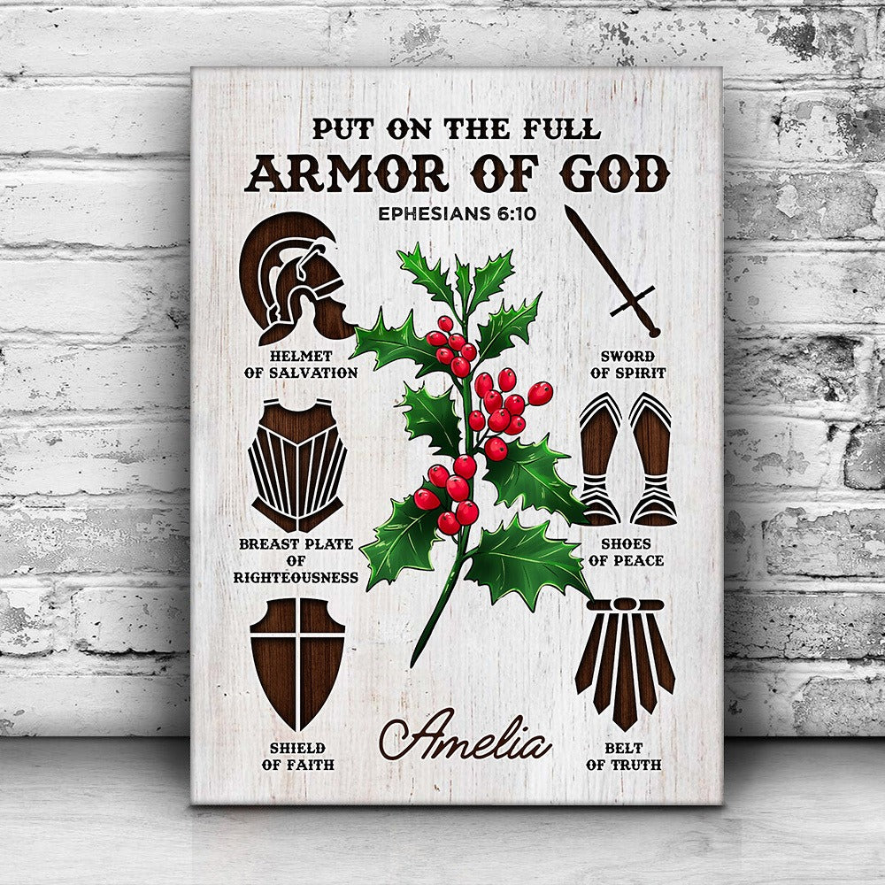 Personalized Flower Bible Verse Put On The Full Armor Of God-Ephesians 6:10 Poster Canvas