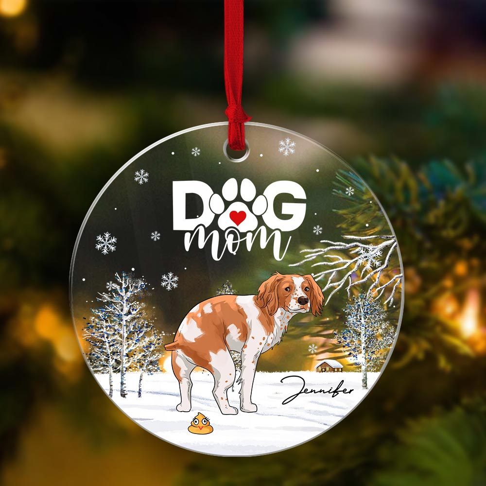 Personalized Funny Pooping Dog Christmas Acrylic Ornament