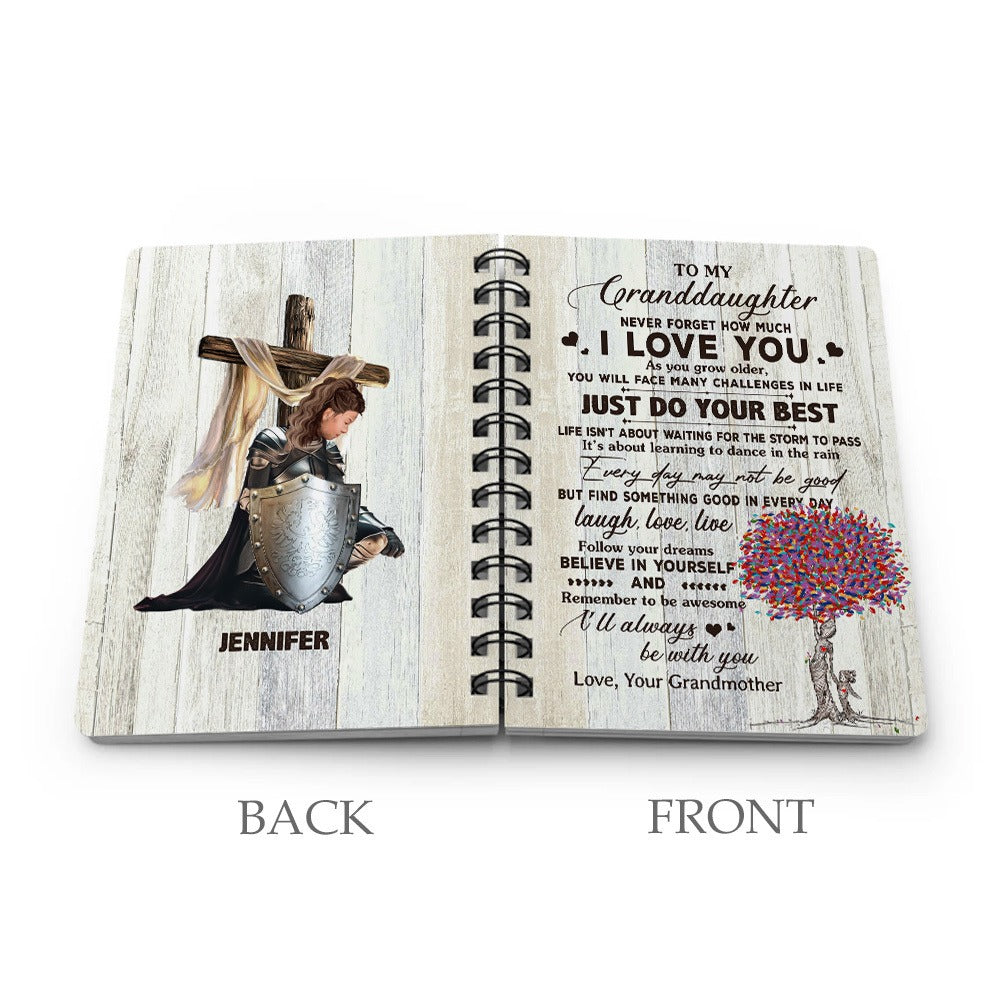 Personalized Grandaughter Warrior, To My Granddaughter Never Forget How Much I Love You Spiral Journal