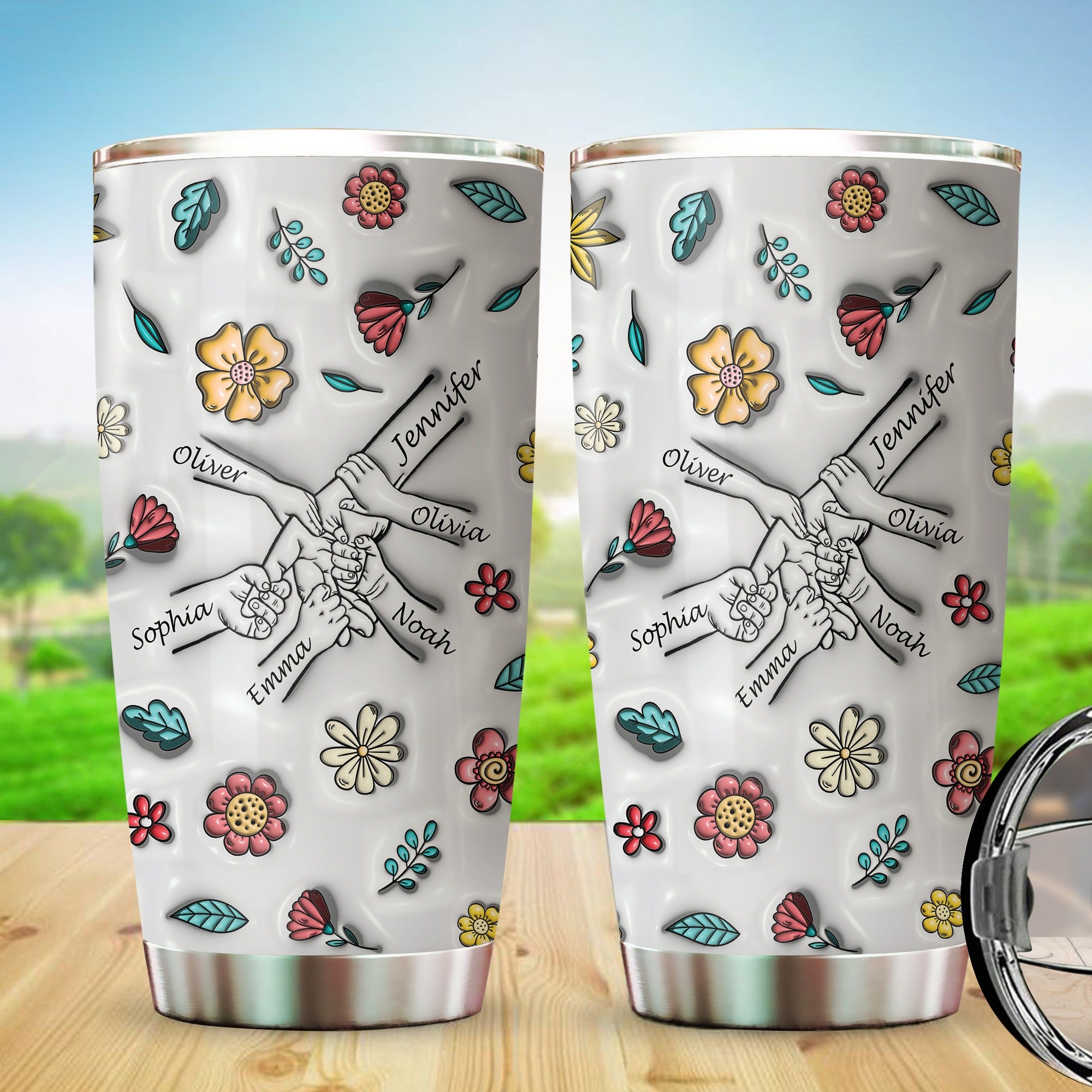 Personalized Holding Moms Hand 3D Inflated Effect You Hold Our Hands, Also Our Hearts Tumbler