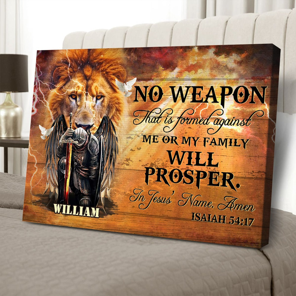 Personalized Man Warrior No Weapon Formed Against Us Shall Prosper-Isaiah 54-17 Canvas Prints