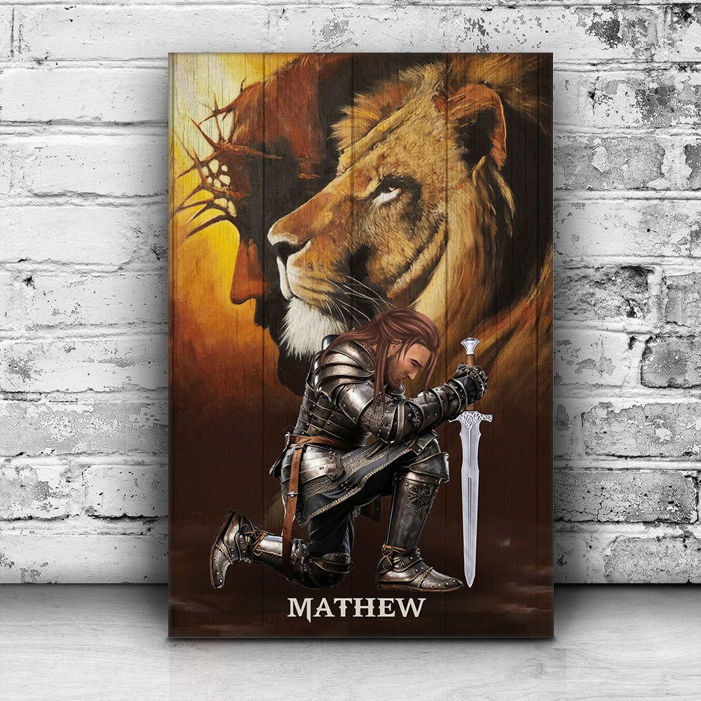 Personalized Man Warrior Of God, Lion Man Warrior Jesus Poster Canvas