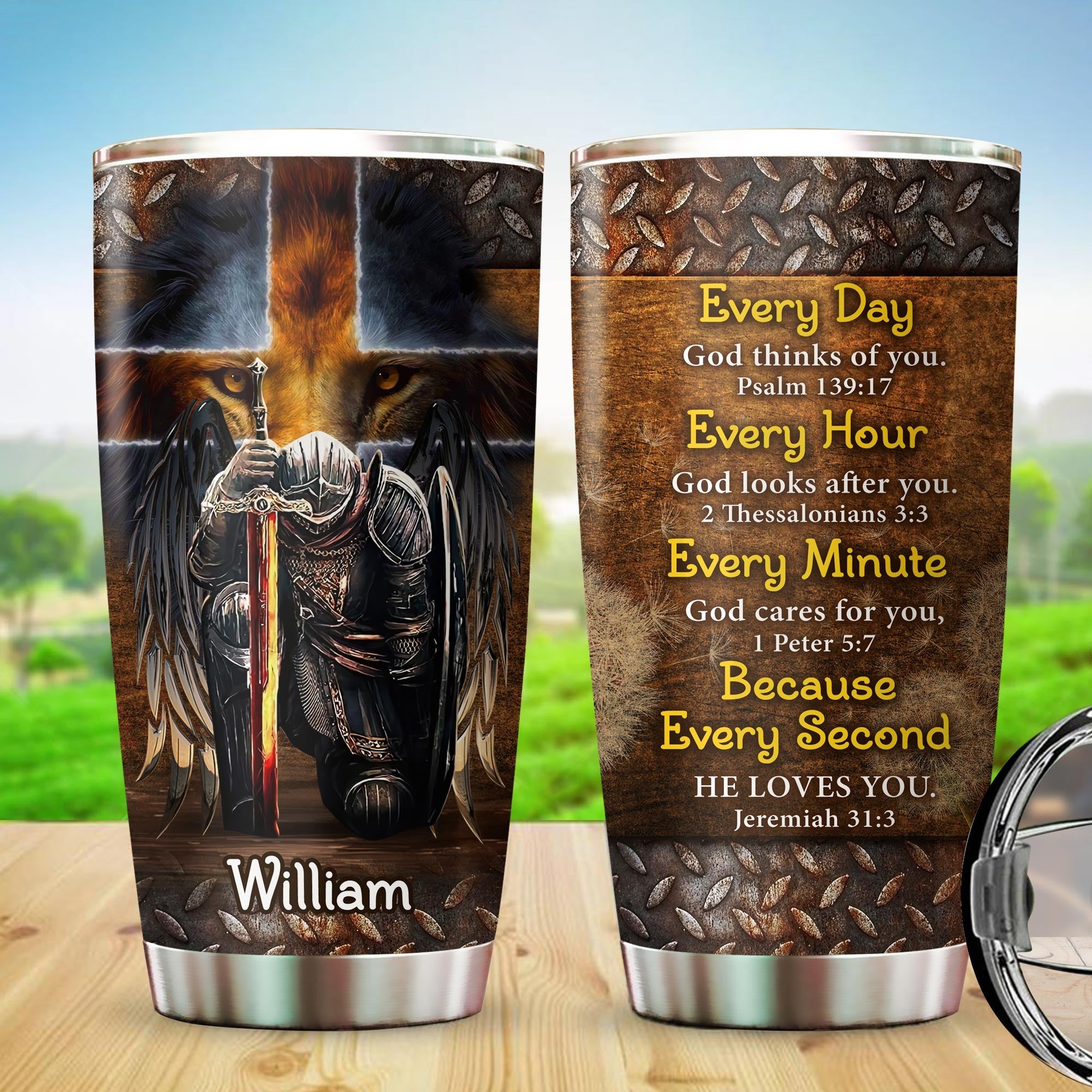 Personalized Man Warrior Of God Everyday God Thinks Of You Every Hour God Looks After You Tumbler