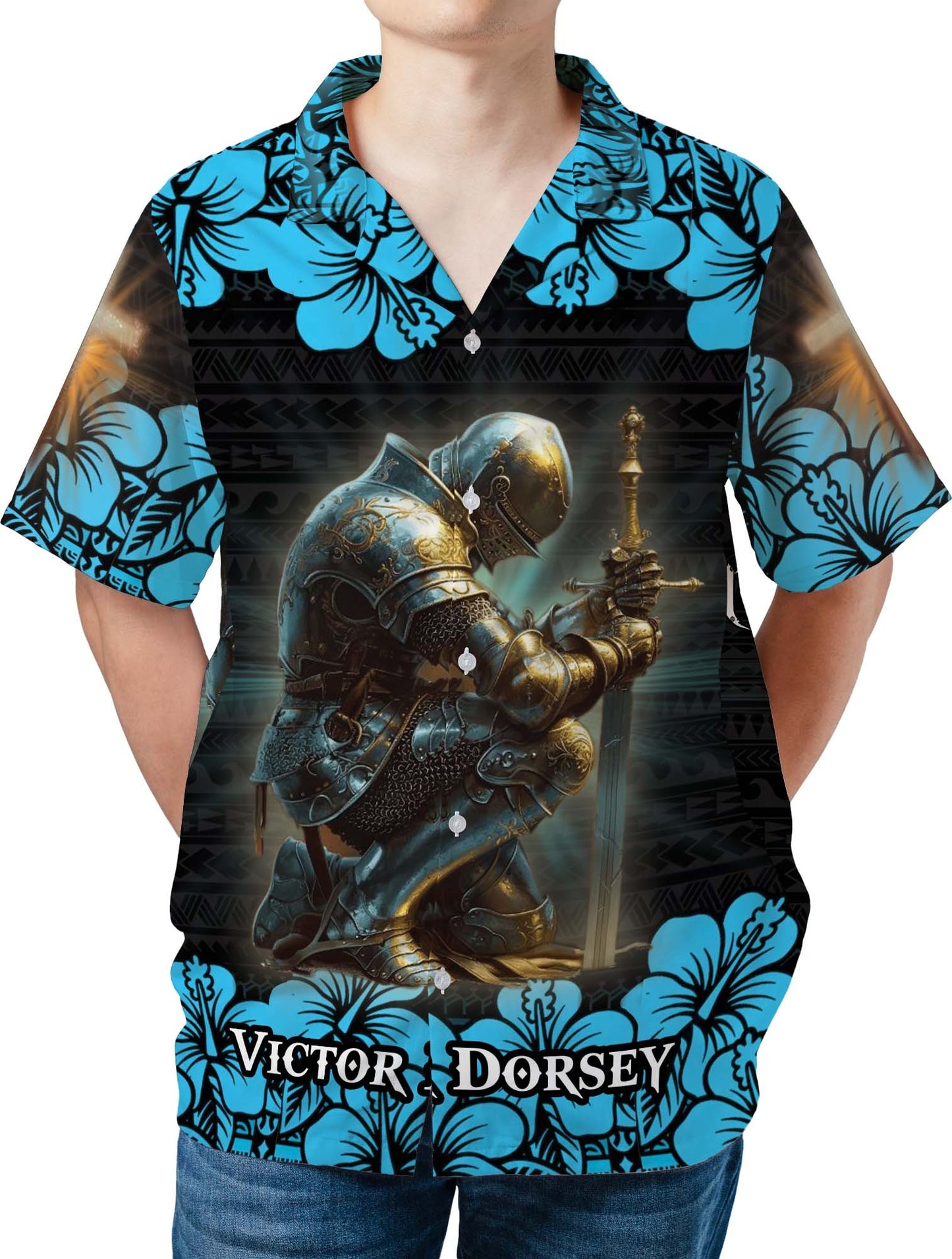 Personalized Man Warrior Of God The Devil Saw Me With My Head Down Hawaiian Shirt