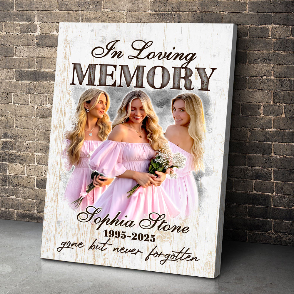 Personalized Memorial Photo In Loving Memory Gone but Never Forgotten Poster Canvas