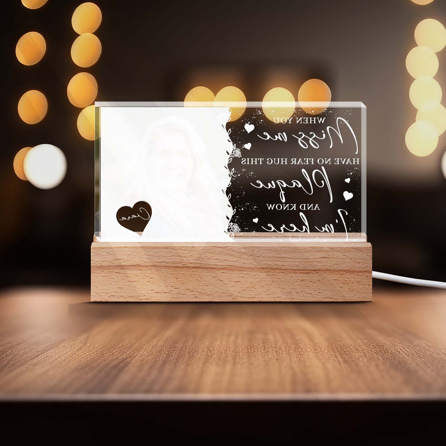 Personalized Memorial Photo Miss Me Have No Fear Hug This Plaque Acrylic Plaque Led Light Night