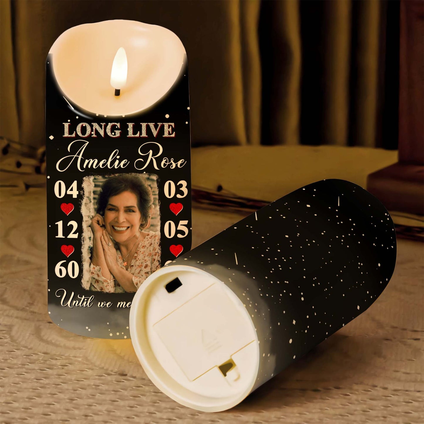 Personalized Memorial Photo Until We Meet Again, Sympathy Gift for Loss of a Loved One Led Candle