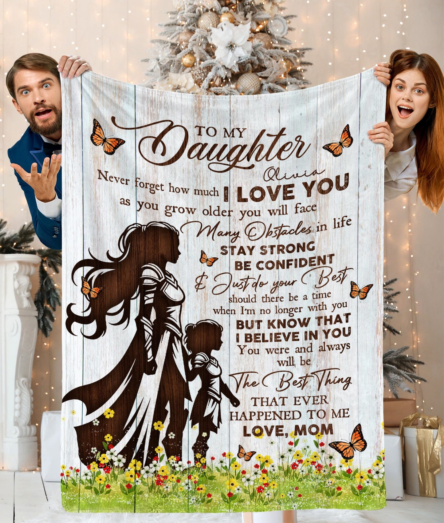 Personalized Mom-Daughter Warrior, To My Daughter Never Forget That I Love You Blanket