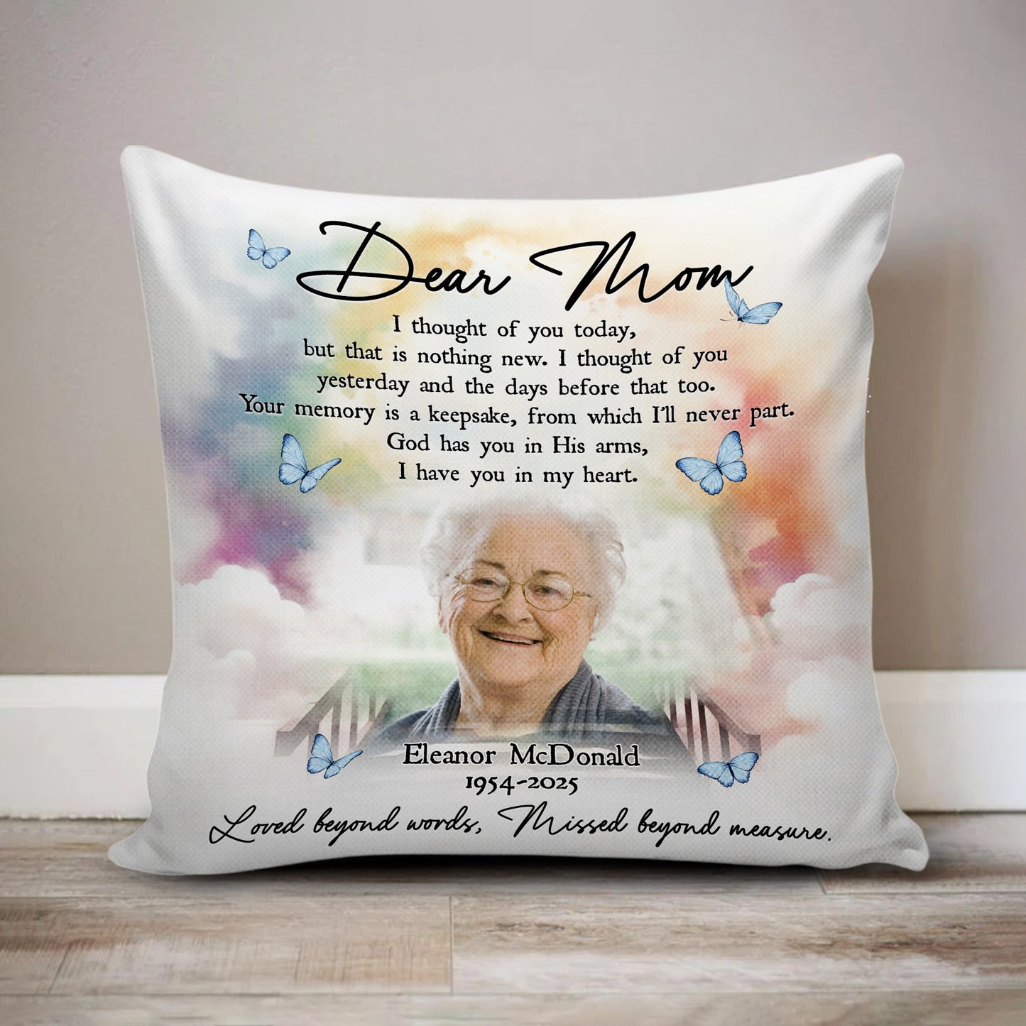 Personalized Photo Memorial Dear Mom I Thought Of You Today, Loss Of Mother Gift Memorial Pillow