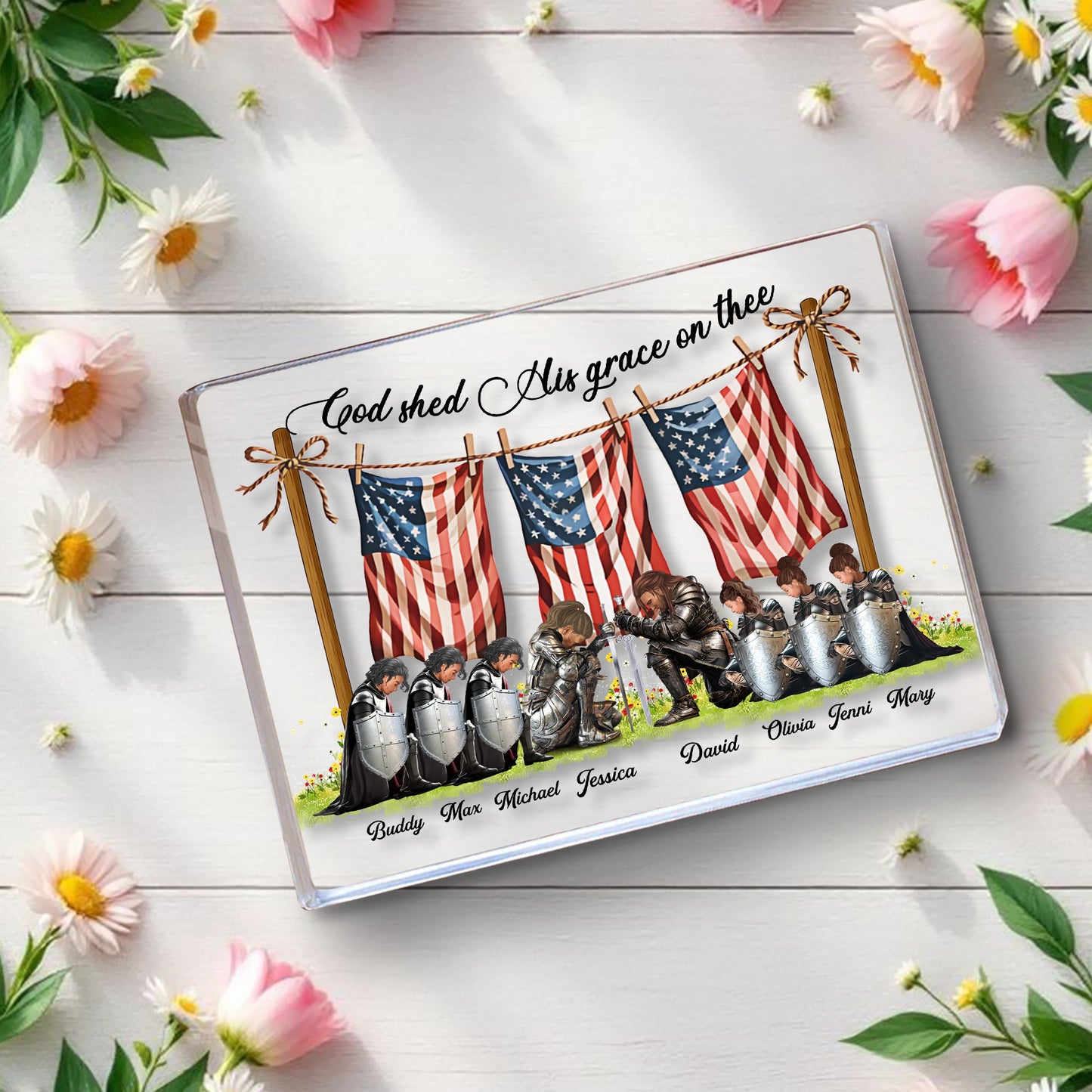 Personalized The Family Warrior Of God, God Shed His Grace On Thee Acrylic Block Plaque