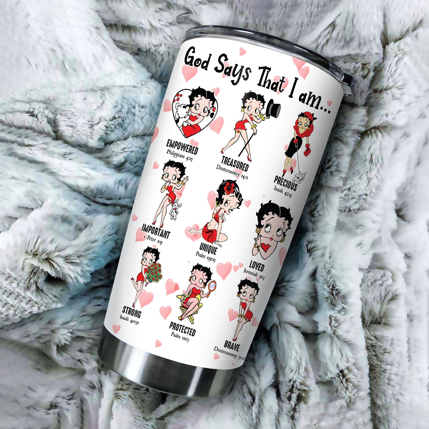 Personalized Vintage Girl God Says That I Am Loved Empowered Strong Unique Tumbler