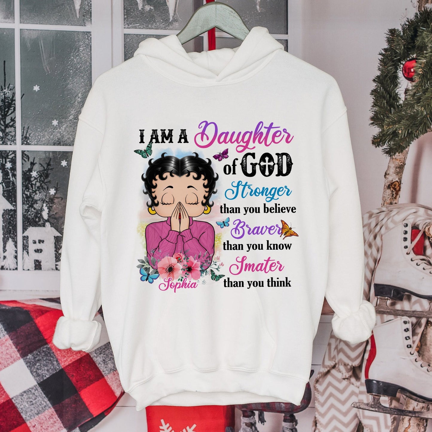 Personalized Vintage Girl, I Am A Daughter Of God Stronger Than You Believe Hoodie