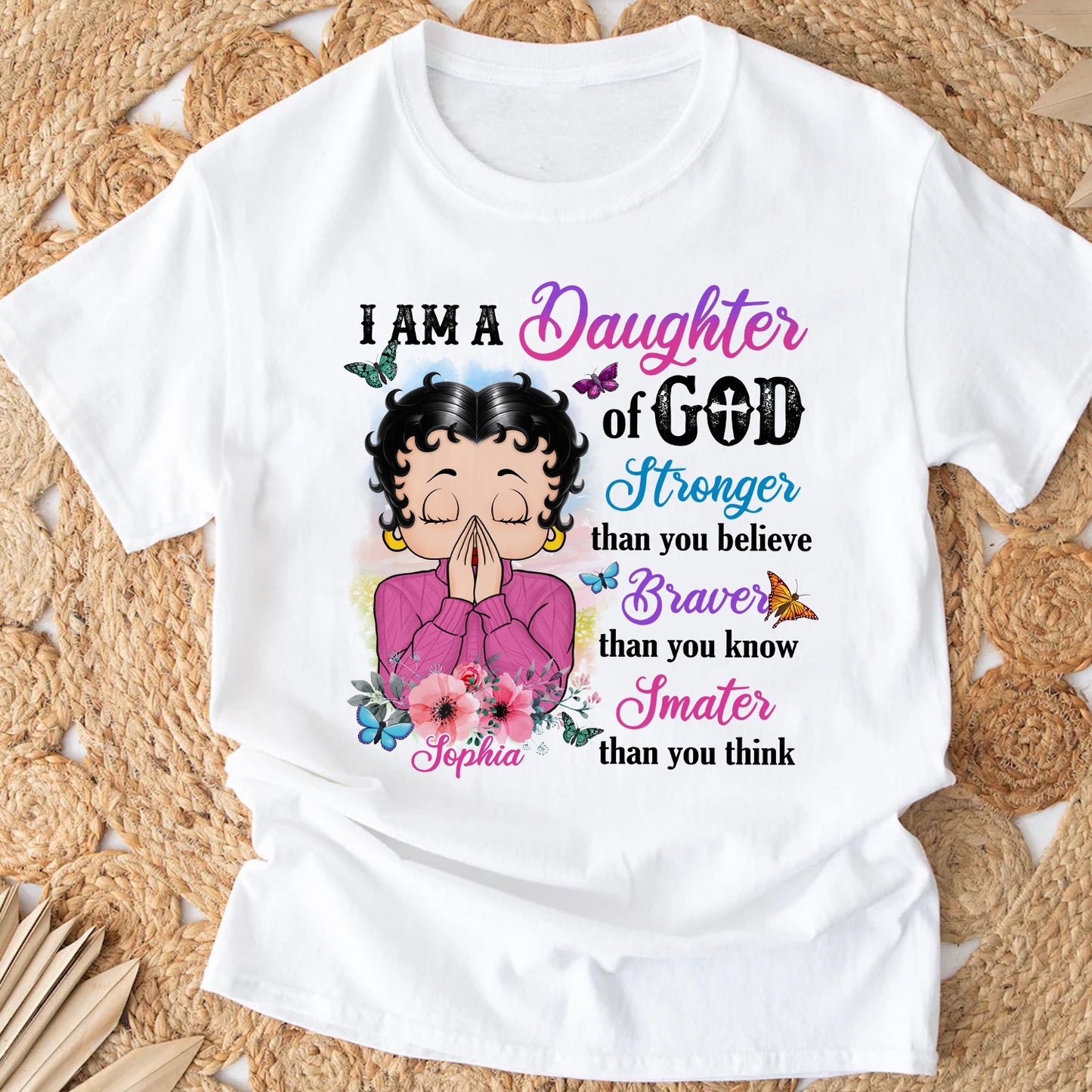 Personalized Vintage Girl, I Am A Daughter Of God Stronger Than You Believe T-Shirt