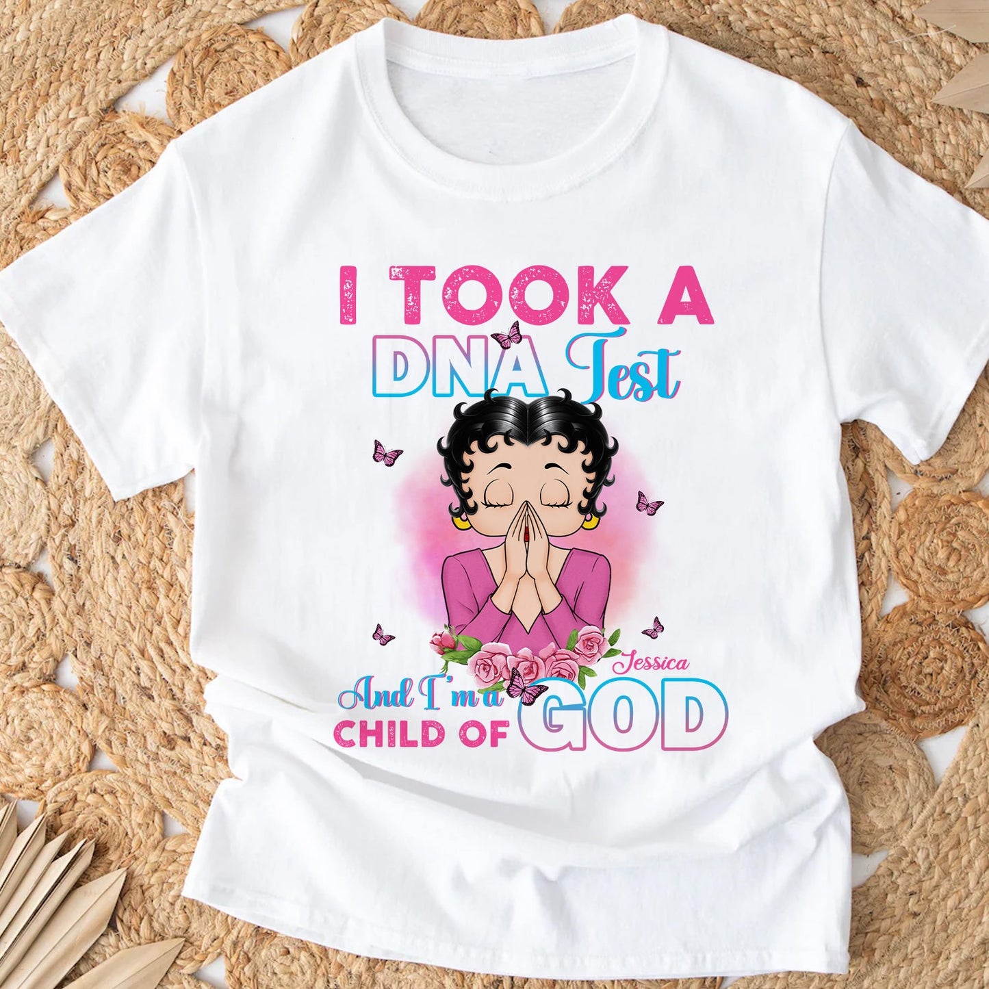 Personalized Vintage Girl, I Took A DNA Test And I Am A Child Of God T-Shirt