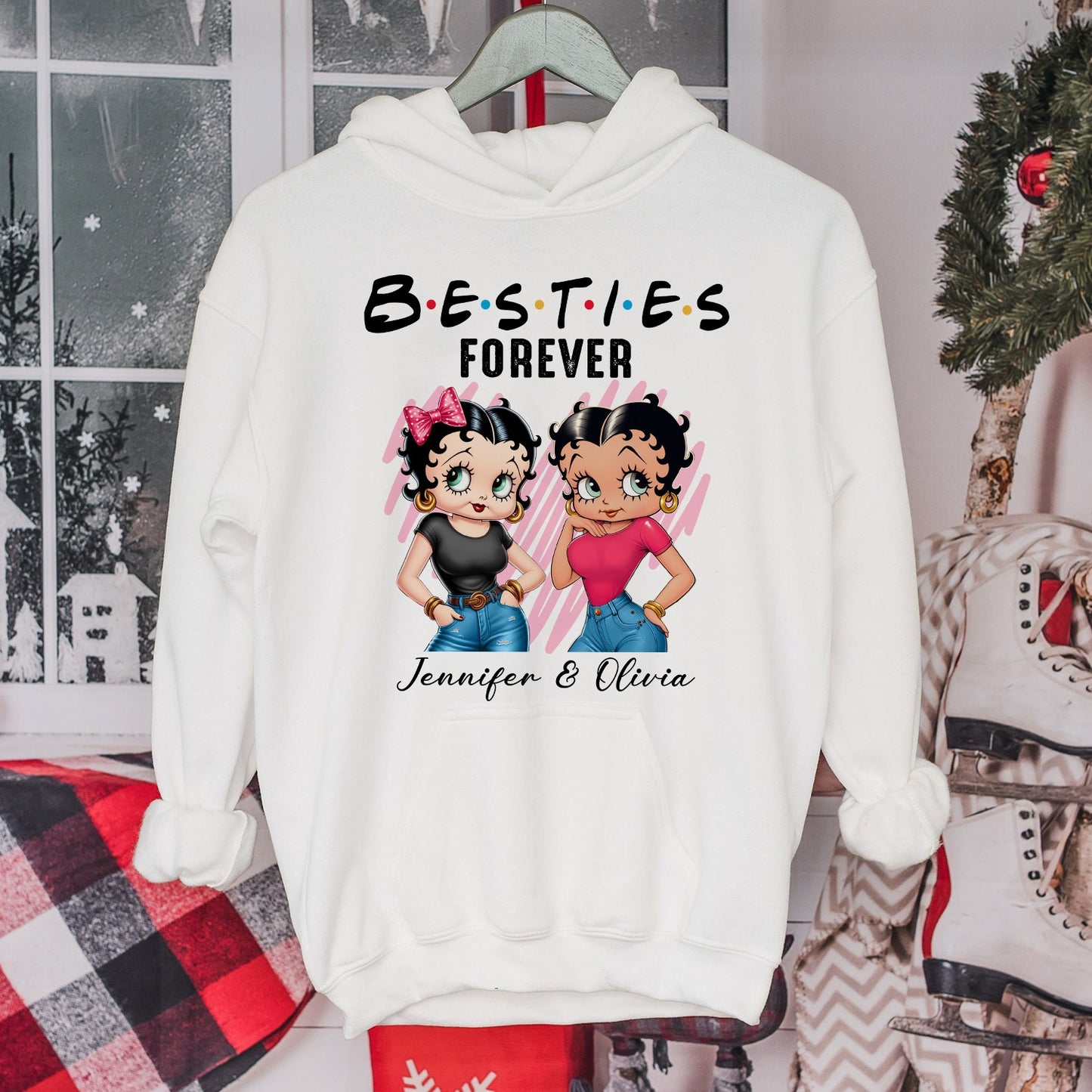 Personalized Vintage Girl, To My Best Friend Besties Forever Hoodie