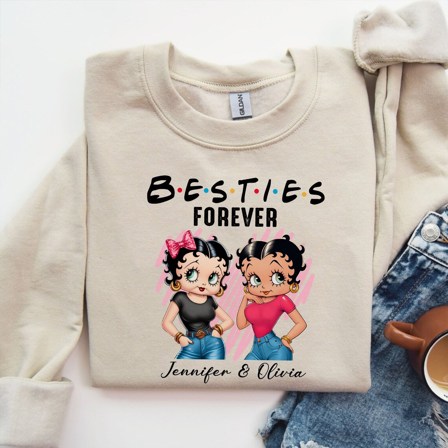 Personalized Vintage Girl, To My Best Friend Besties Forever Sweatshirt