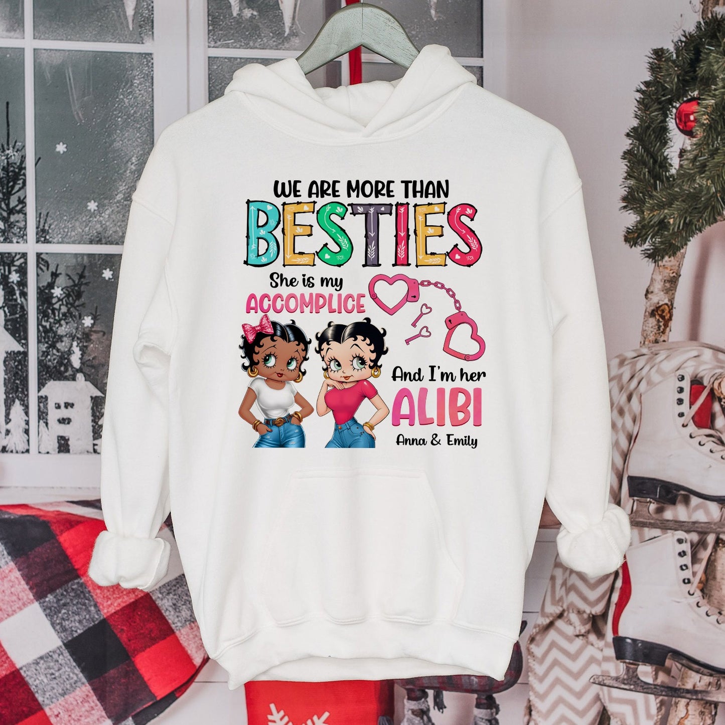 Personalized Vintage Girl, We Are More Than Besties She Is My Accomplice Hoodie