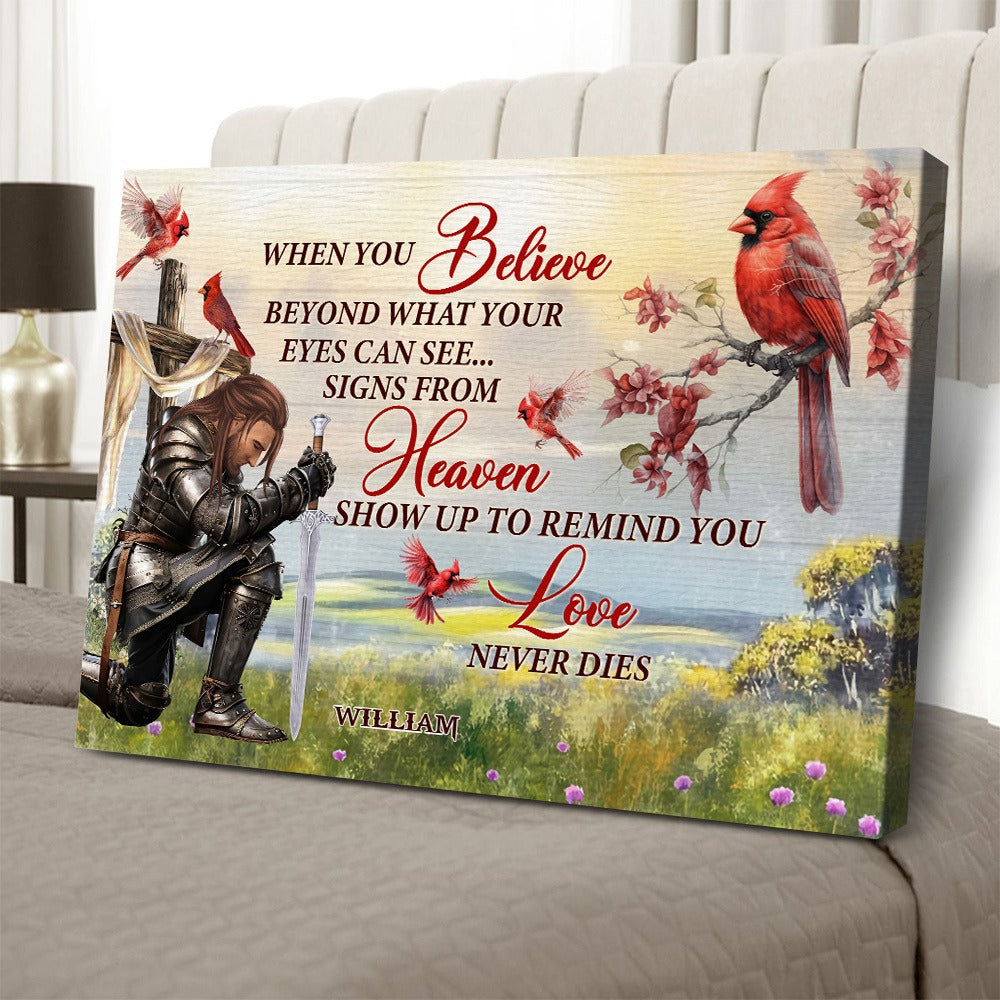 Personalized Warrior Of God When You Believe Beyond What Your Eyes Can See Poster Canvas