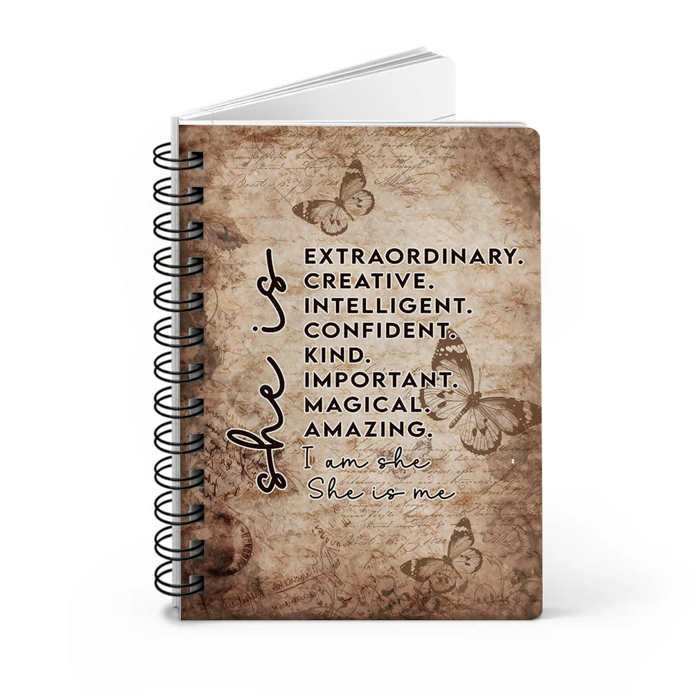 Personalized Woman Warrior Affirmations She Is Extraordinary Creative Intelligent I Am Me She Is Me Spiral Journal