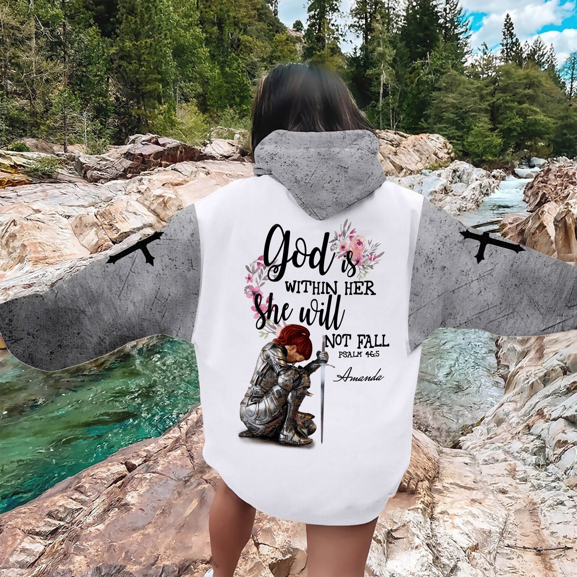 Personalized Woman Warrior God Is Within Her She Will Not Fall-Psalm 46:5 3D All Over Print T-Shirt And Hoodie