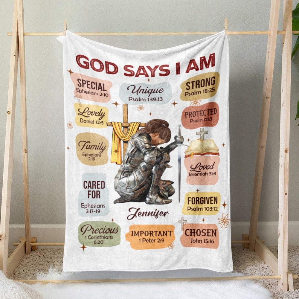 Personalized Woman Warrior God Says I Am Beautiful Enough Victorious Princess Blanket, Daughter Of God Blanket
