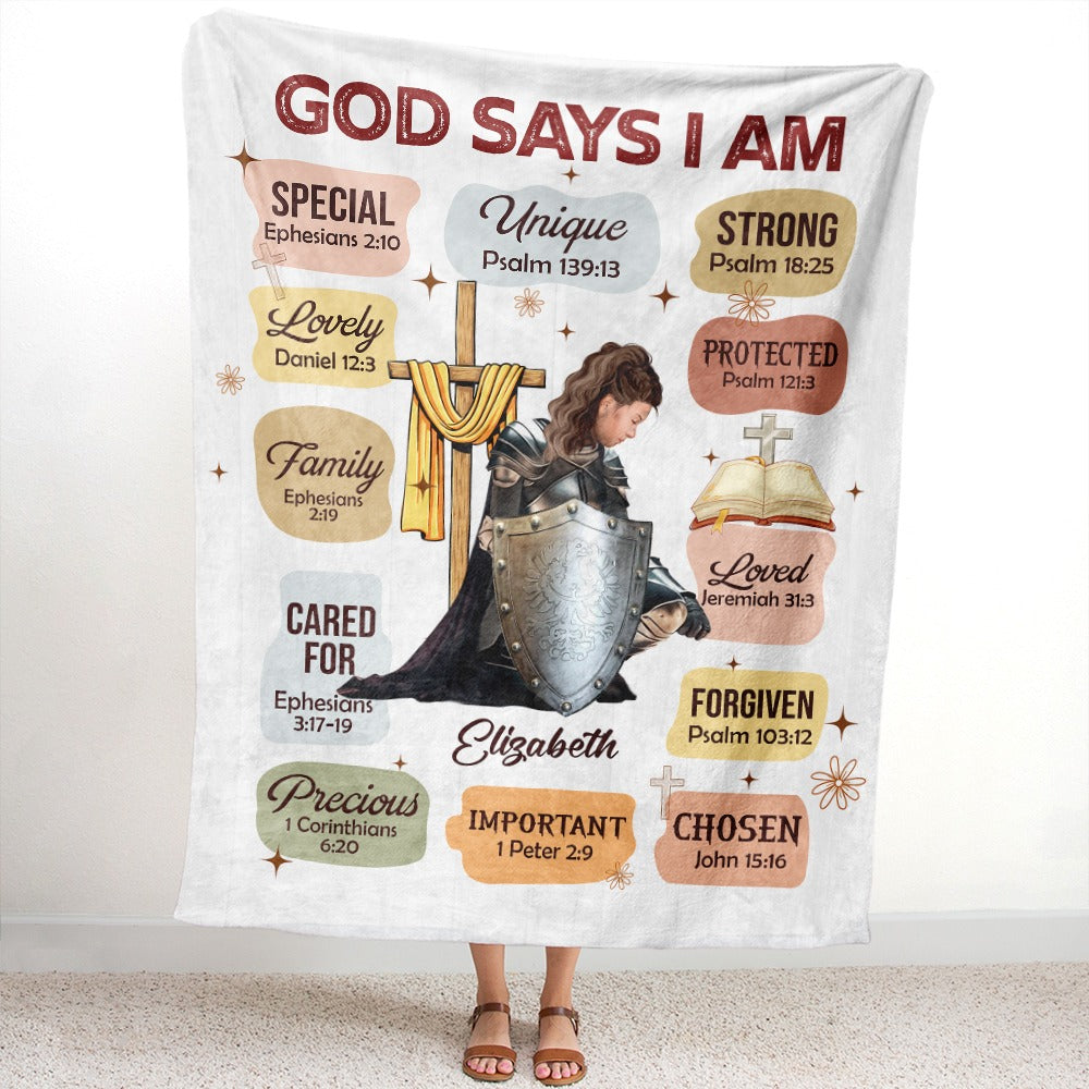 Personalized Woman Warrior God Says I Am Beautiful Enough Victorious Princess Blanket, Daughter Of God Blanket